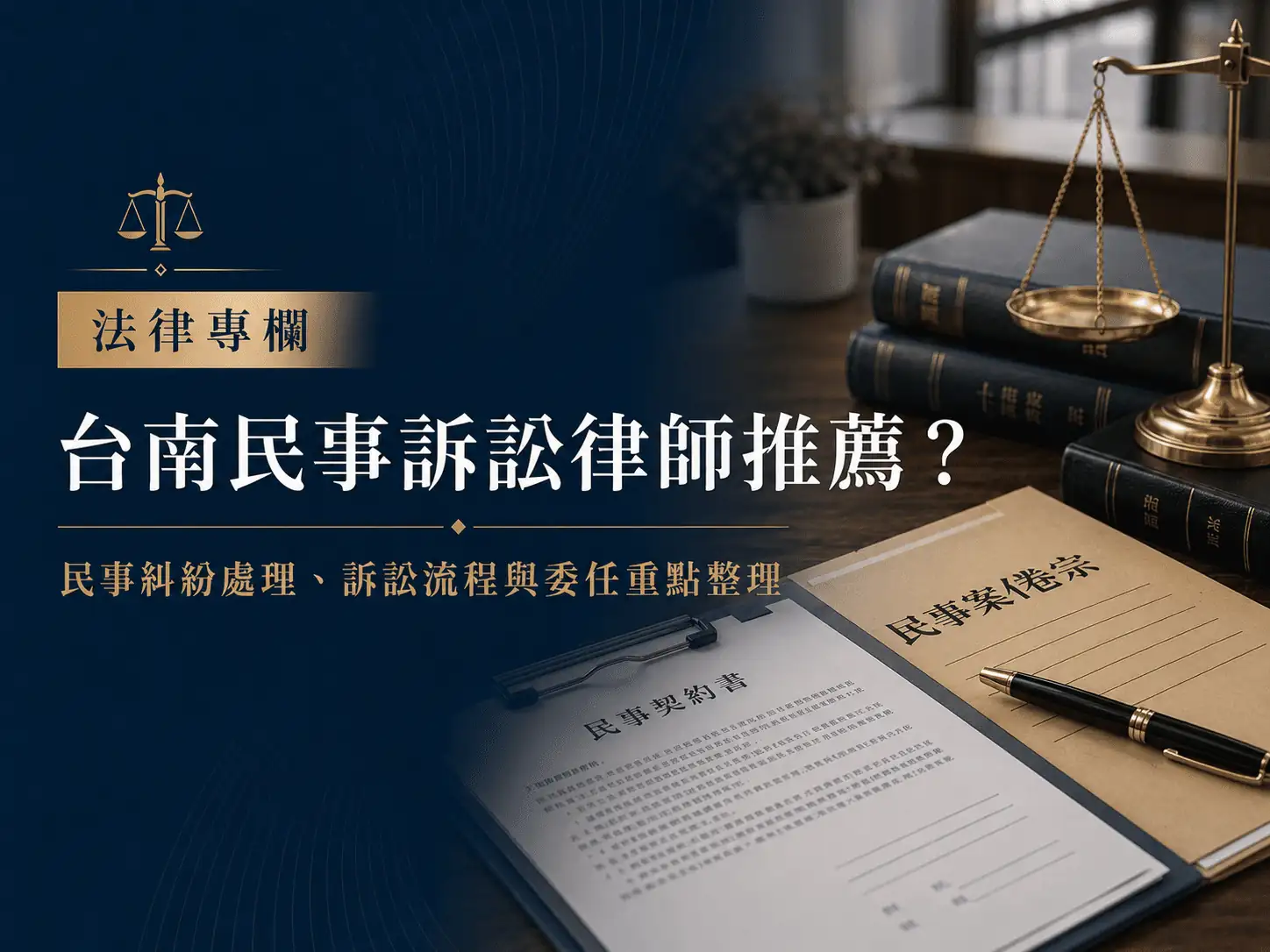 台南民事訴訟律師推薦？民事糾紛處理、訴訟流程與委任重點整理